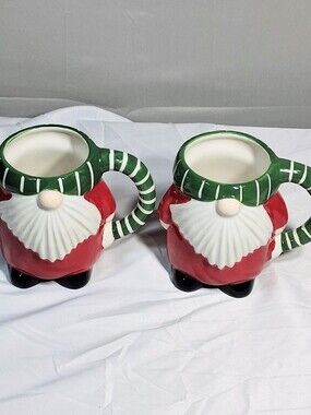 Pair Of Pier 1 Imports 22 oz. Charming Whimsical Decorative Christmas Mugs